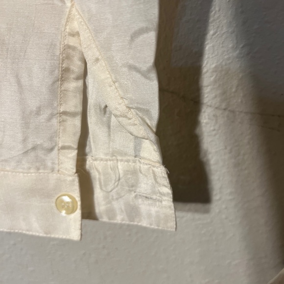 Vintage Carry Back Ltd 100% Silk Blouse with Lace Front & Button Back Size 13/14 - Picture 7 of 11